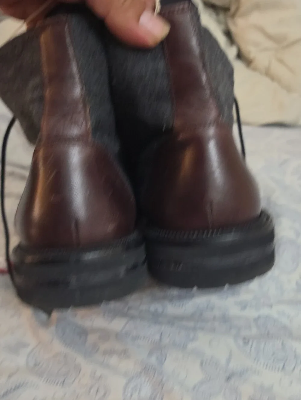 Men's Two-Tone Gray & Brown Lace-Up Boots